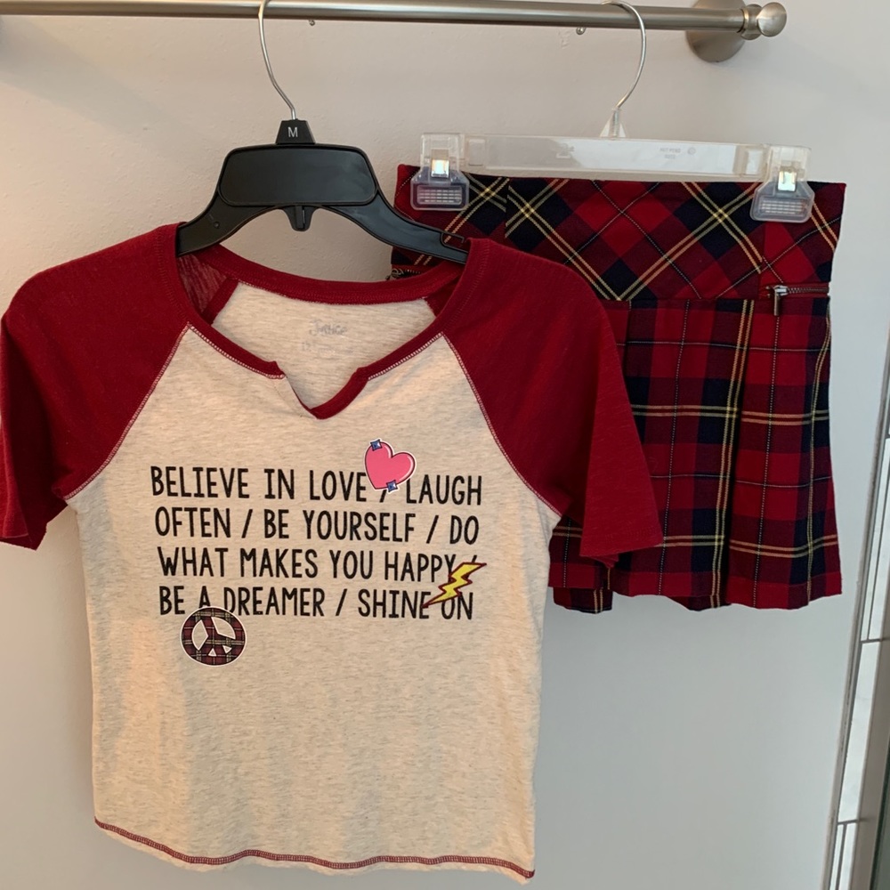 Girls Justice shirt/skort set size 12